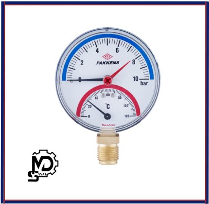 ترمومترمانومتر پکنز PAKKENS صفحه 10 سانت عمودی 16 بار TE100
