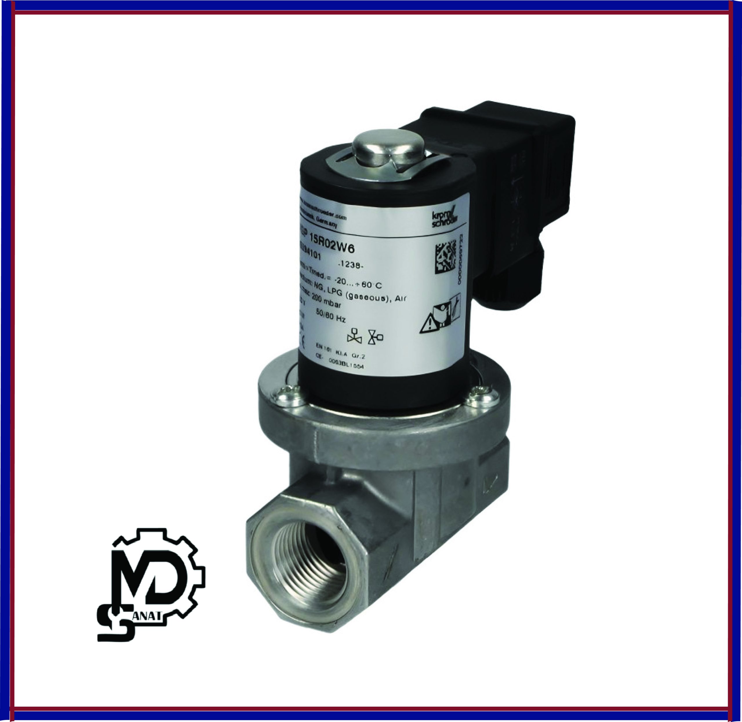 قاب مدرن صنعت65464 شیر برقی گاز تک ضرب 1/2 کروم شرودر VGP