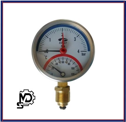 ترمومترمانومتر فیمت FIMET صفحه 6 سانت عمودی 10بار