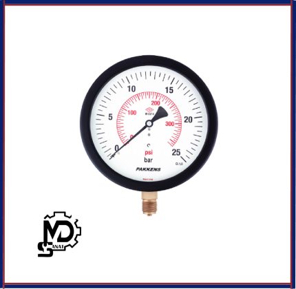مانومتر صفحه 16 سانت استیل - برنجی خشک پکنز PAKKENS مدلMH160 | گیج فشار خشک