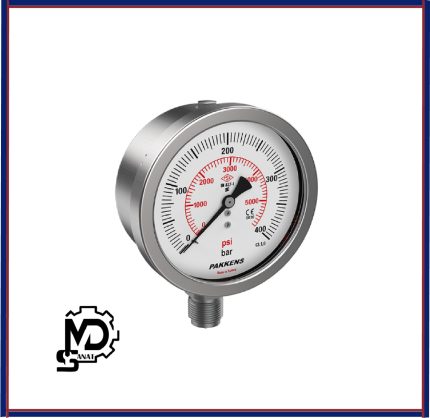 مانومتر صفحه 10 سانت تمام استیل خشک پکنز PAKKENS مدلMH100 | گیج فشار خشک