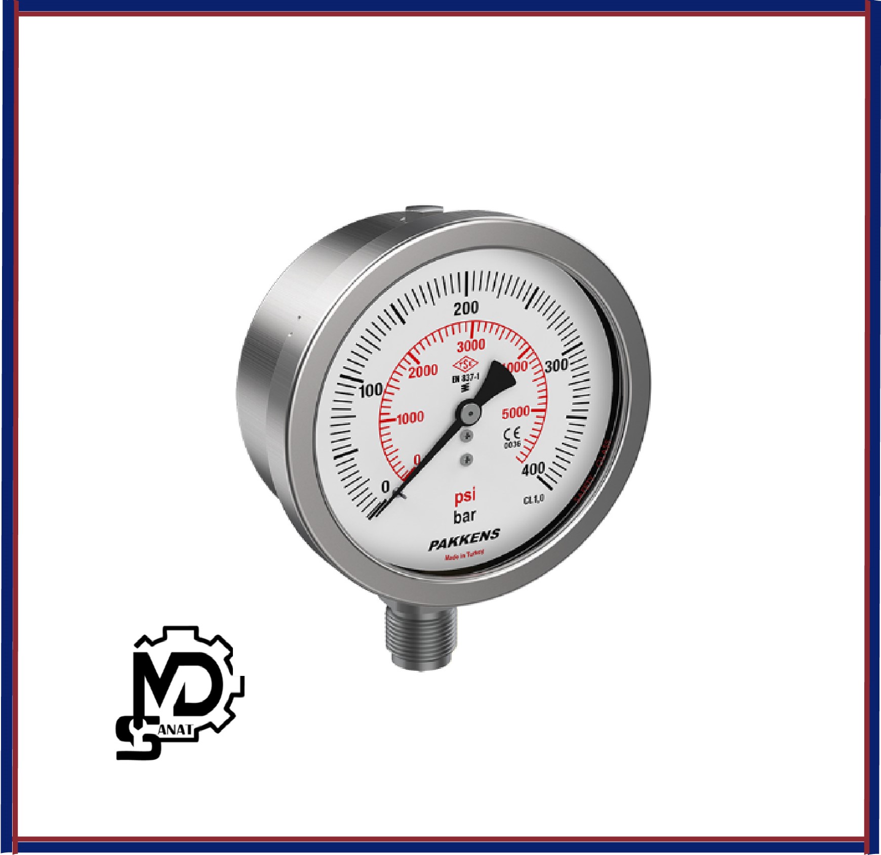 Untitled-2 مانومتر صفحه 10 سانت تمام استیل خشک پکنز PAKKENS مدلMH100 | گیج فشار خشک