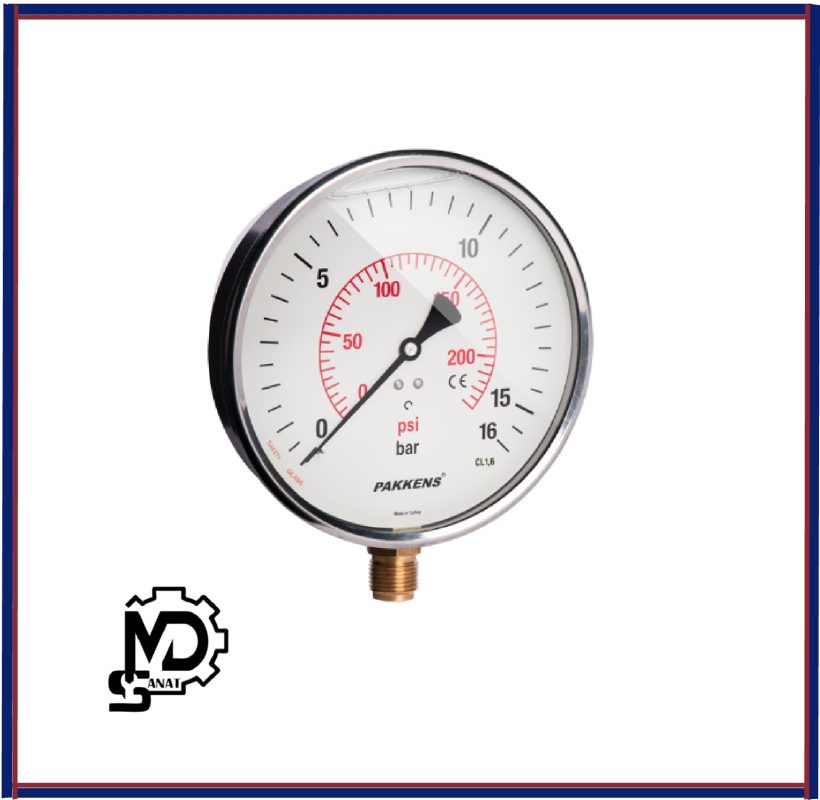 مانومتر صفحه 16 سانت عمودی خشک پکنز PAKKENS مدل MG160