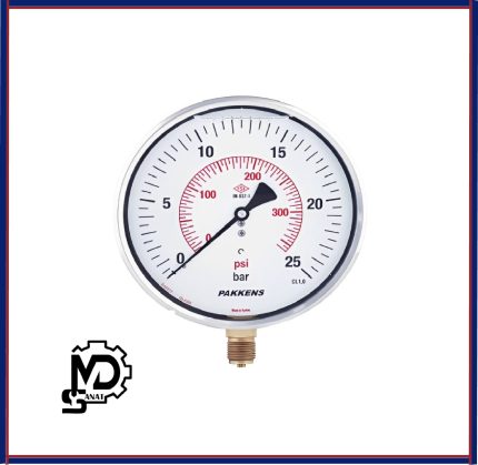 مانومتر صفحه 16 سانت تمام استیل روغنی پکنز PAKKENS مدلMH160 | گیج فشار روغنی