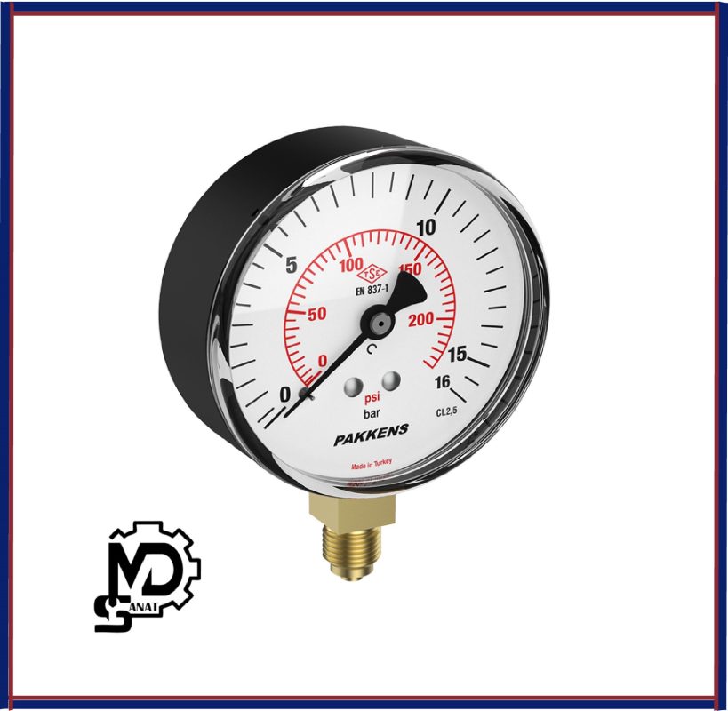 مانومتر صفحه 4 سانت عمودی خشک پکنز PAKKENS مدل MG050