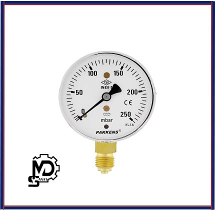 مانومتر میلی‌بار عمودی خشک صفحه 6 پکنز pakkens مدل MC063 | گیج فشار میلی‌بار