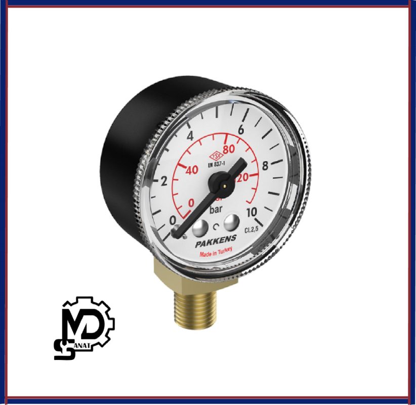 مانومتر صفحه 4 سانت عمودی خشک پکنز PAKKENS مدل MG040