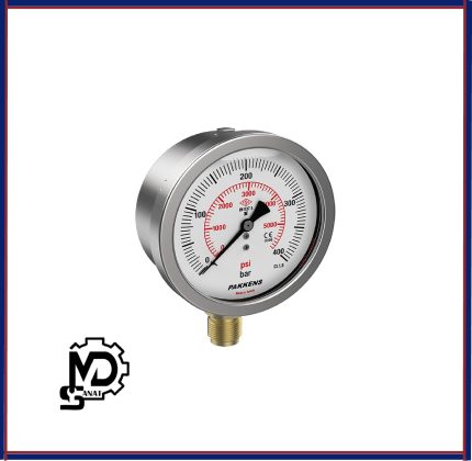 مانومتر صفحه 10 سانت استیل - برنجی روغنی پکنز PAKKENS مدلMH100 | گیج فشار روغنی